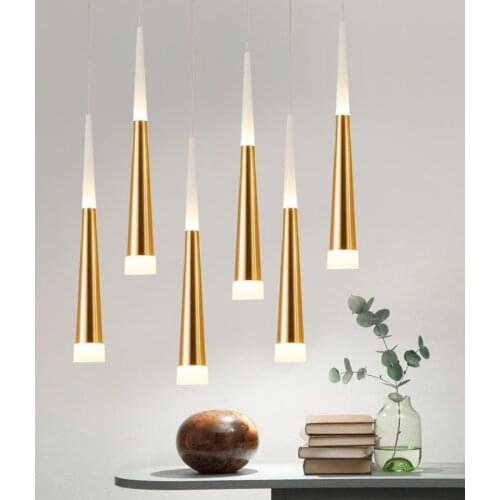 Modern Kitchen Island Pendant Light Simple LED Cone Pipe Light Acrylic Shade Hanging Lamp For Dining Rooms Resturant Cafe Bar