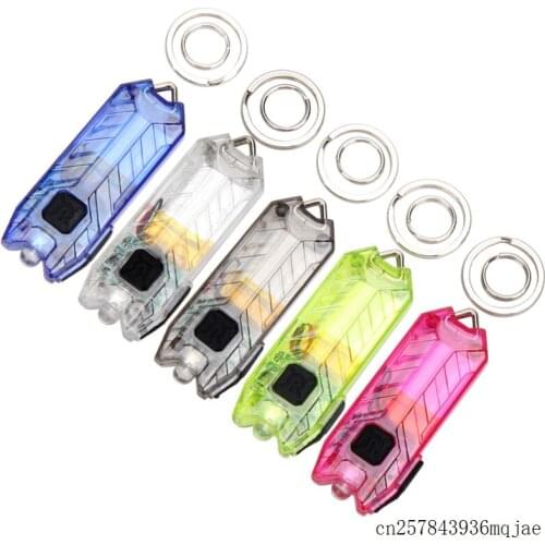 30pcs Mini LED Flashlight with Keychain USB Rechargeable Keyring Light Lamp Torch 2 Modes Portable Light