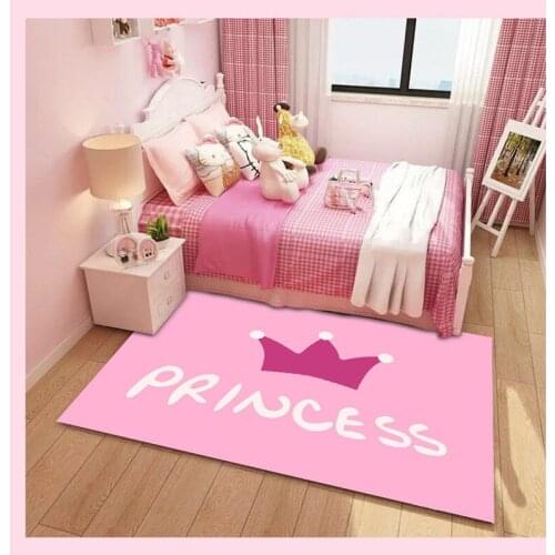 3D Pink Crown Pattern Carpets Child Bedroom Play Area Rugs Kids Room Decor Carpet Baby Crawl Mats Children Birthday Gift Rug