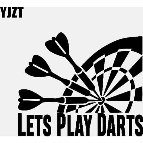 YJZT 15.3CM*12.6CM Interesting Car-styling Lets Play Darts Car Sticker Decal Black Silver Vinyl C11-2122