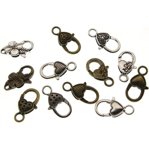 10pcs Antique Silver Bronze Lobster Clasp Hooks For Necklace Bracelet End Clasp Chain DIY Jewelry Accessory Findings 26*15MM