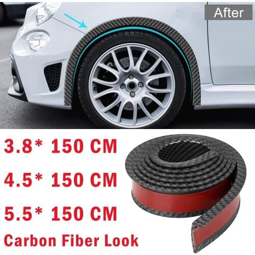 1.5Mx 3.8/4.5/5.5CM Universal Rubber Car Mudguard Trim Wheel Arch Protection Moldings Carbon Look Wheel Protection Wheel Sticker
