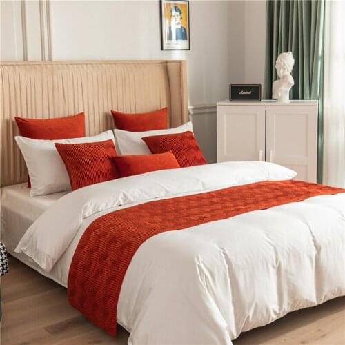 1pc 8 Colors Nordic Bed Runner Luxurious Bed Flag Decorative Bed Cover Polyester Eco Dyed Double Sides Available