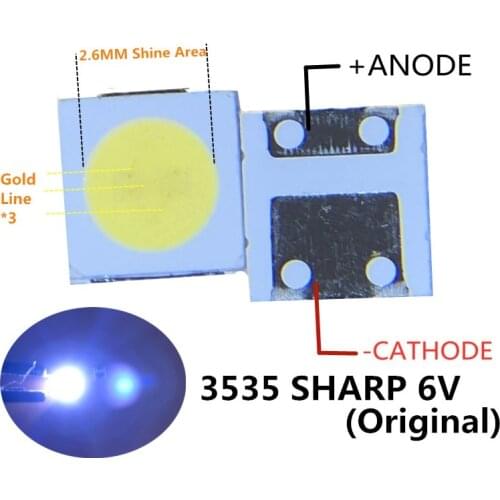 1000pcs LED backlight LCD TV 3535 LED SMD Lamp bead bead 1W 6V 3535 Cold whiteLED LCD TV Backlight Application for sharp