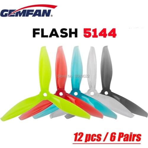 12pcs / 6pairs Gemfan 5144 5inch tri-blade/3 blade Propeller compatible 2207 2208 2306 Brushless motor for FPV RC drone props