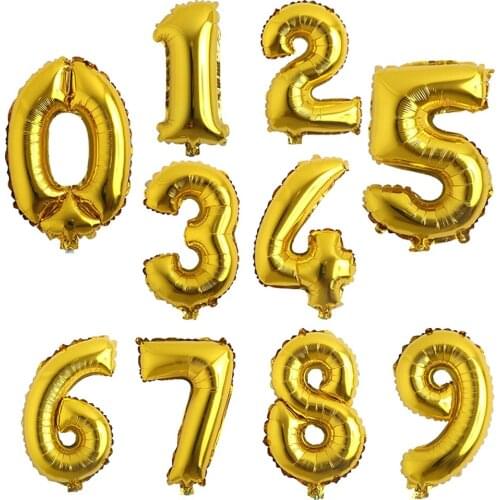 16 32 40 inch number balloons Big Gold Figure Foil Balloon Wedding Birthday Party Decoration Balloons