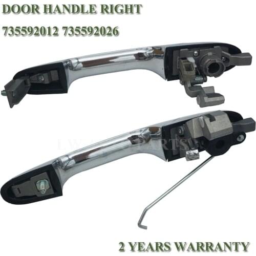 2 x Door Handle Exterior Front Right-Left Chrome For Fiat 500 2007 New 35592012 735485876 735592026 735485872