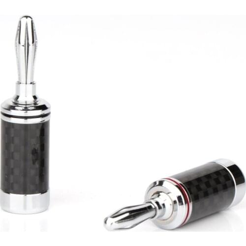 8Pcs BA1407 Rhodium Plated Carbon Fiber Banana Plug Speaker Cable Banana Terminal Plug