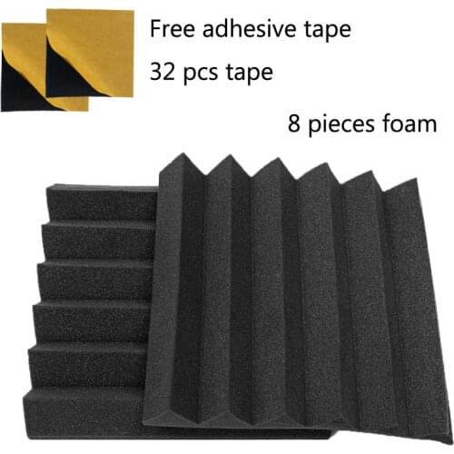 8 PCS Acoustic Foam Panel Studio Wedge Soundproofing Black Wall 12" X 12" X 1" with Adhesive Tape