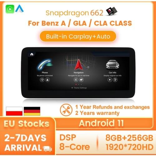 8G+128G android 10 car GPS Navigation radio player for Mercedes Benz A CLA GLA Class W117 W176 X156 carplay 12.5"Blu ray screen