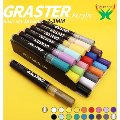 SOUR GRASTER Acrylic marker pen 2-3mm 12 18 color set Illustration painting Manuscript DIY Special graffiti pen art supplies