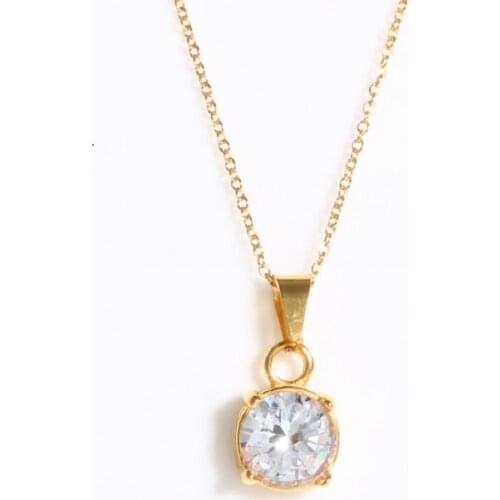 Trendy Women Chain Pendant Necklace For Famale 4 Claws Crystal CZ Big Stone Zircon Necklaces Valentines Day Jewelry Gifts