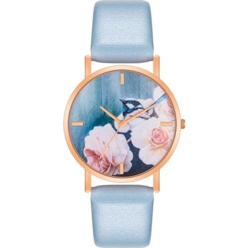Retro Rose Flowerbird Dial Design Ladies Watches Women Fashion Luxury Dress Watch Waterproof Casual Woman Quartz Leather Clock