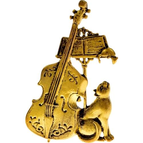 CINDY XIANG Metal Violin Guitar Brooches For Women And Men 2 Colors Vintage Punk Cute Animal Brooch Pins Jewelry Christmas Gift