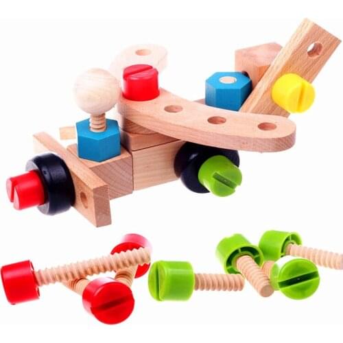 Wooden Variety Nut Combination Assembled Building Blocks Screw Car Tool Assembly Robot Disassembly