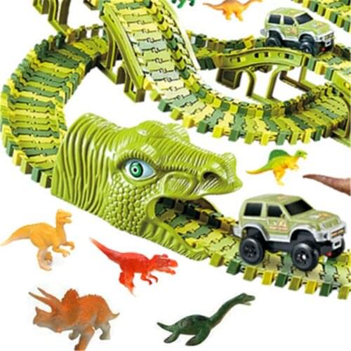 Dinosaur Railway Toy Car Track Racing Track Toy Set Educational Bend Flexible GXMB