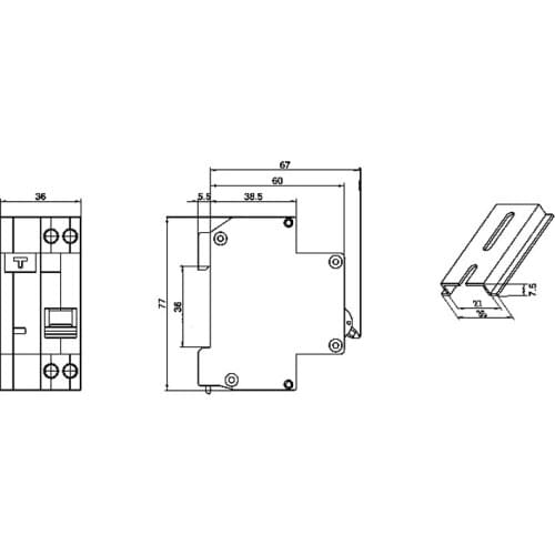 DPNL 16A 230V 50Hz/60Hz 1 P+N Residual Current Circuit Breaker RCBO