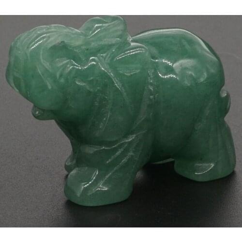 Elephant Figurines Craft Carved Natural Stone Green Aventurine Mini Animal Statue Decor Chakra Healing 1.5 Inch