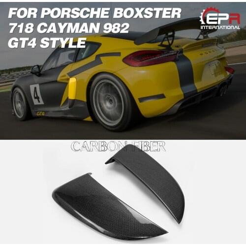 GT4 Style Carbon Fiber Side Vent Glossy Finish Air Intake Cover Fibre Fender Duct Kit For Porsche 2016 On Boxster 718 Cayman 982