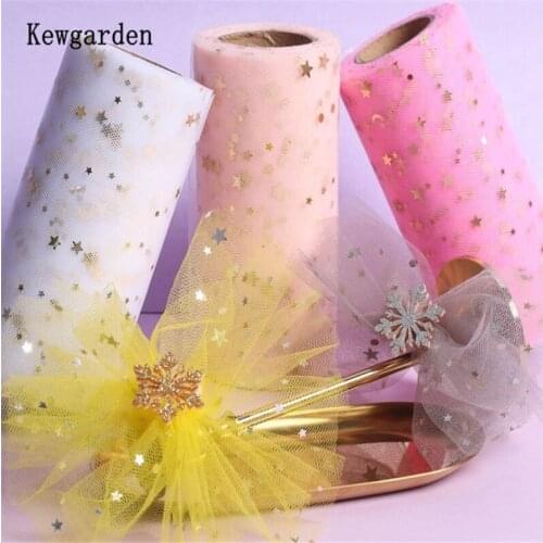 Kewgarden Wholesale Sequin Star Tulle Voile Ribbon 6cm 13cm Handmade Tape DIY Baby Hairbow Corsage Accessories 25 Yards