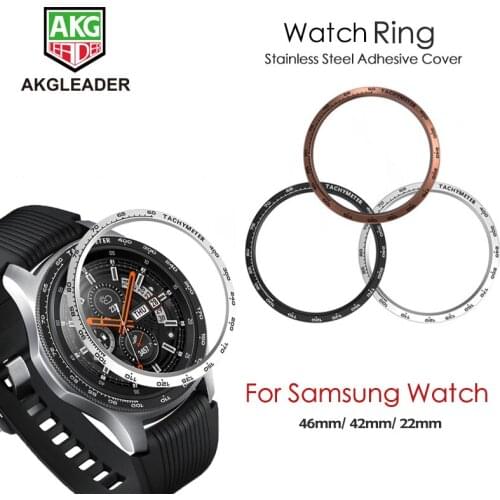 AKGLEADER Cover Ring For Samsung Galaxy Watch 46/42MM Watch Ring Adhesive Cover Anti Scratch Stainless Steel For Gear S3 22mm