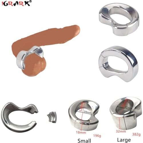 Stainless Steel Penis Lock Cock Ring Male Metal Ball Stretcher Scrotum Delay Ejaculation BDSM Sex Toys for Men Adults Couples 18