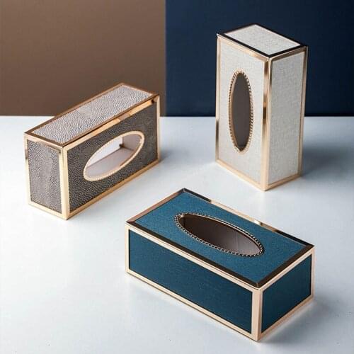 Коробка для салфеток Light Luxury Style Leather Tissue Boxes Family Living Room Simple Creative Car Napkin Box Rectangle