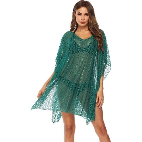 Summer Sexy Women Bikini Swimwear Cover Up Lace Beach Cover Up Ladies Beachwear Saida De Praia Bathing Suit Loose Hollow Dresses