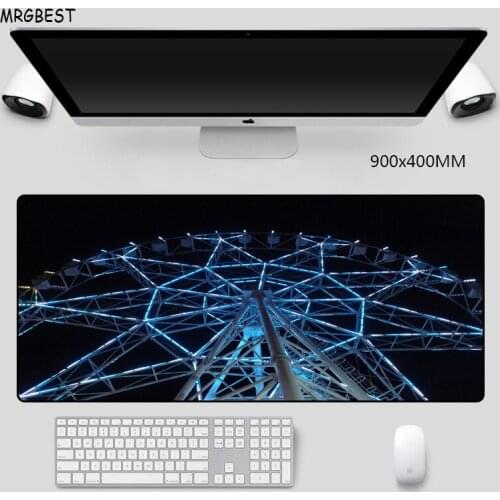 MRGBEST Mouse Pad Big Size 90x40cm XXXL Ferris Wheel View Printed Play Mat with High-end Precision Hemming Rubber for Mice Pads
