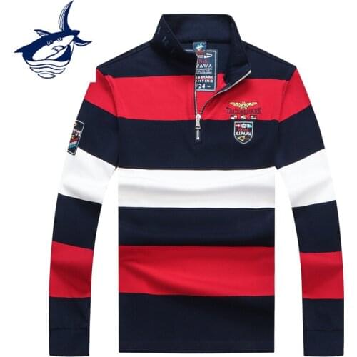 Tace & Shark Brand Sweater Men High Quality Embroidery Half Zipper Striped Sweaters for Male Knitted Pullovers Man Red Gray