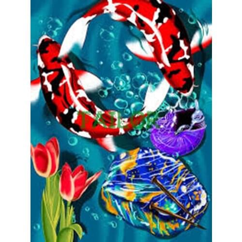 Wall stickers Cuadros haft diamentowy 5D diamond painting kit set Full square Cross stitch tools animal fish Mosaic art colours