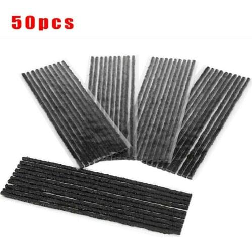 50Pcs Car Tubeless Tire Repair Strip Tyre Puncture Emergency Seal Stiring Glue Plug Motorcycle Bike Tyre Repair Tools Kit