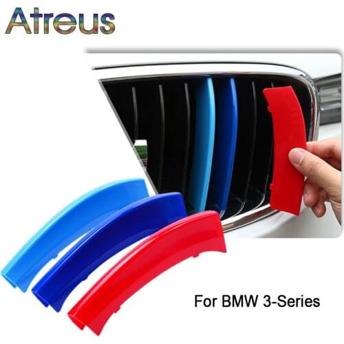 Atreus 3pcs For BMW 3-Series E46 E90 F30 F34 E92 E93 3 Series Motorsport Power M Performance Car Front Grille Trim Strips Cover