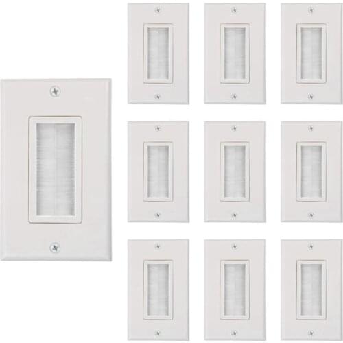 GTBL Brush Wall Plate,Decora Style, Cable Pass Through Insert For Wires, Single Gang Cable Access Strap,Wall Socke