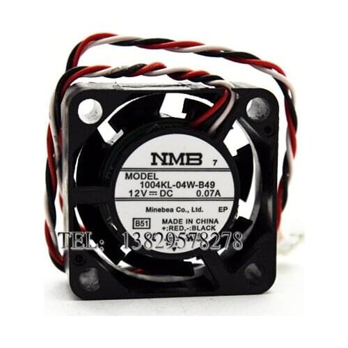 NMB-MAT 1004KL-04W-B49 B51 DC 12V 0.07A 25x25x10mm 3-wire Server Cooling Fan
