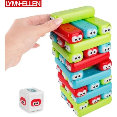 2020 New Children Cartoon Jenga Quality Plastic Building Blocks Desktop Game Parent-child Entertainment Interactive Puzzle Toys