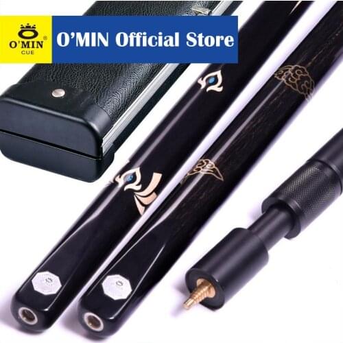 O'Min New 3/4 Snooker Cue One Piece Snooker Stick with Snooker Case with Extension Hand-made Professional Billiard 9.8-10mm Tip