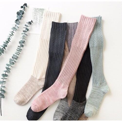 New Winter Long Stockings Patch work Pile Stockings Women Slim Sweet Girls Winter Thermal Long Knee Socks