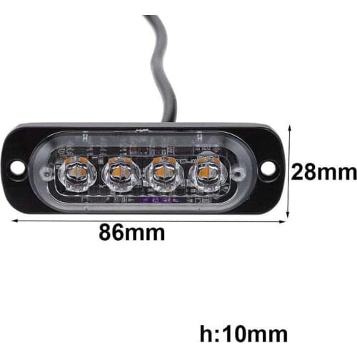 New 4 Led Strobe Warning Light Strobe Grille Flashing Lightbar Truck Car Beacon Lamp Amber Yellow White Traffic Light 12V - 24V