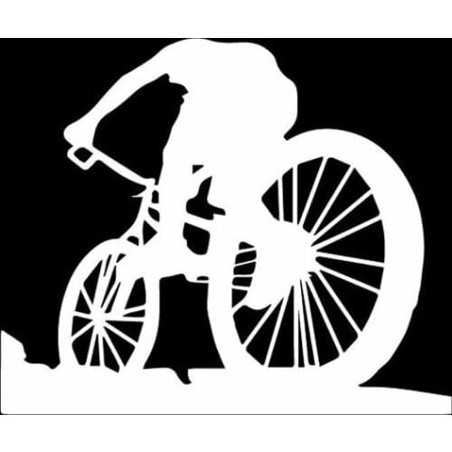 15.3CM*12.7CM Dazzling Bicycle Cyclist Riding Bike Shadow Vinly Decal Great Decor Car Sticker Black/Silver