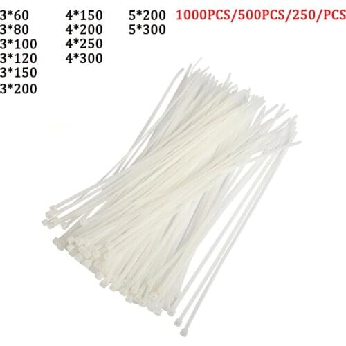 Plastic nylon cable tie 1000 pieces 500 pieces 250 pieces White 5x300 industrial cable tie 3x200 nylon cable tie set