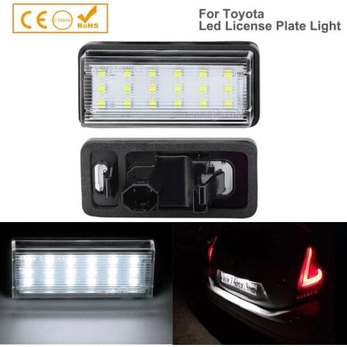 2Pcs 18smd LED License Plate Light Number Plate Module Lamps For Toyota Land Cruiser 100 200 Prado Reiz 4D Mark X Lexus LX470
