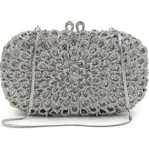 New Design Luxury gold silver Crystal Clutches purse Evening Bag lovely Party Dog Bag Women Wedding Bag Chain Day Clutches Bag