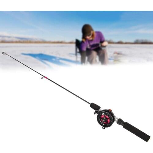 Super Hard Short Telescopic Ice Fishing Rod 0.62 M Ice Fishing Rod Black EVA Model + 3B Wheel Rivers Lakes Sea Fishing Equipment