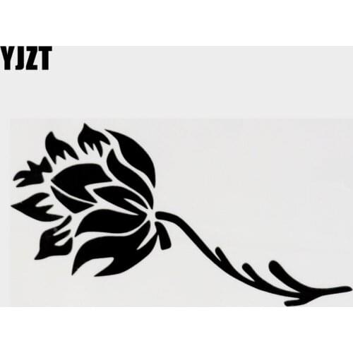 YJZT 16.6CM×9.1CM Fashion Flowers Decal Vinyl Motorcycle Car Sticker Black/Silver 18B-0152