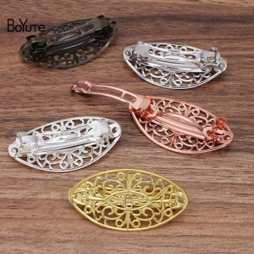 BoYuTe Custom (100 Pieces/Lot) 50*27MM Filigree Flower Hair Clips Factory Supply Vintage Hair Accessories for Women