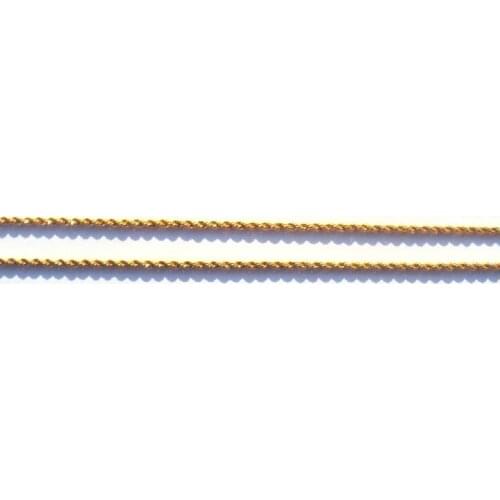 WOMENS 3 mm Thin Yellow Solid Gold FINISH 24 k Overlay Fine French Rope Long Twisted necklace Chain