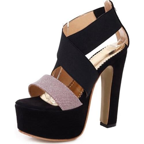 14CM Square High Heels women Sandals Footwear Ankle Strap Gladiator Platform Female Wedding Sexy Shoes Party Evening size 31-48