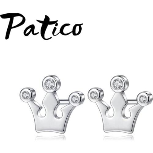 New Crown Stud Earrings For Women 925 Sterling Silver Earrings For Christmas New Year Hot Selling Women Fashion Jewelry