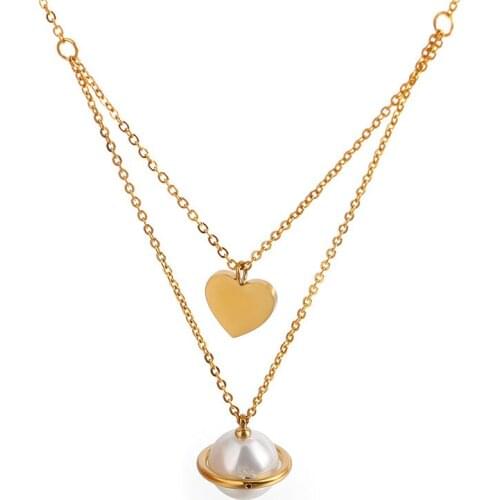 Ladies Necklace Stainless Steel Simple Star Double Necklace Gold